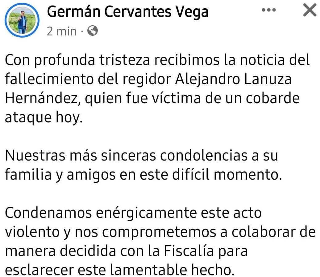 Gobierno Municipal de Salvatierra se pronuncia ante el asesinato del Regidor Lanuza